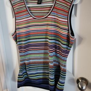 EVIE Fitted Blue and Red Sleeveless Tank Top